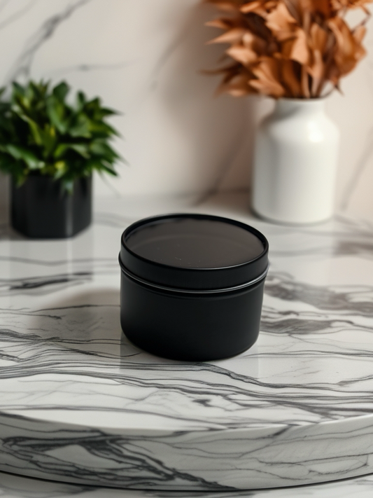 Black travel tin with clear lid
