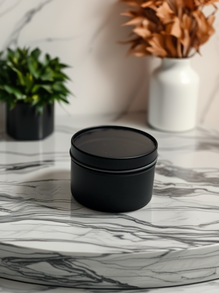 Black travel tin with clear lid