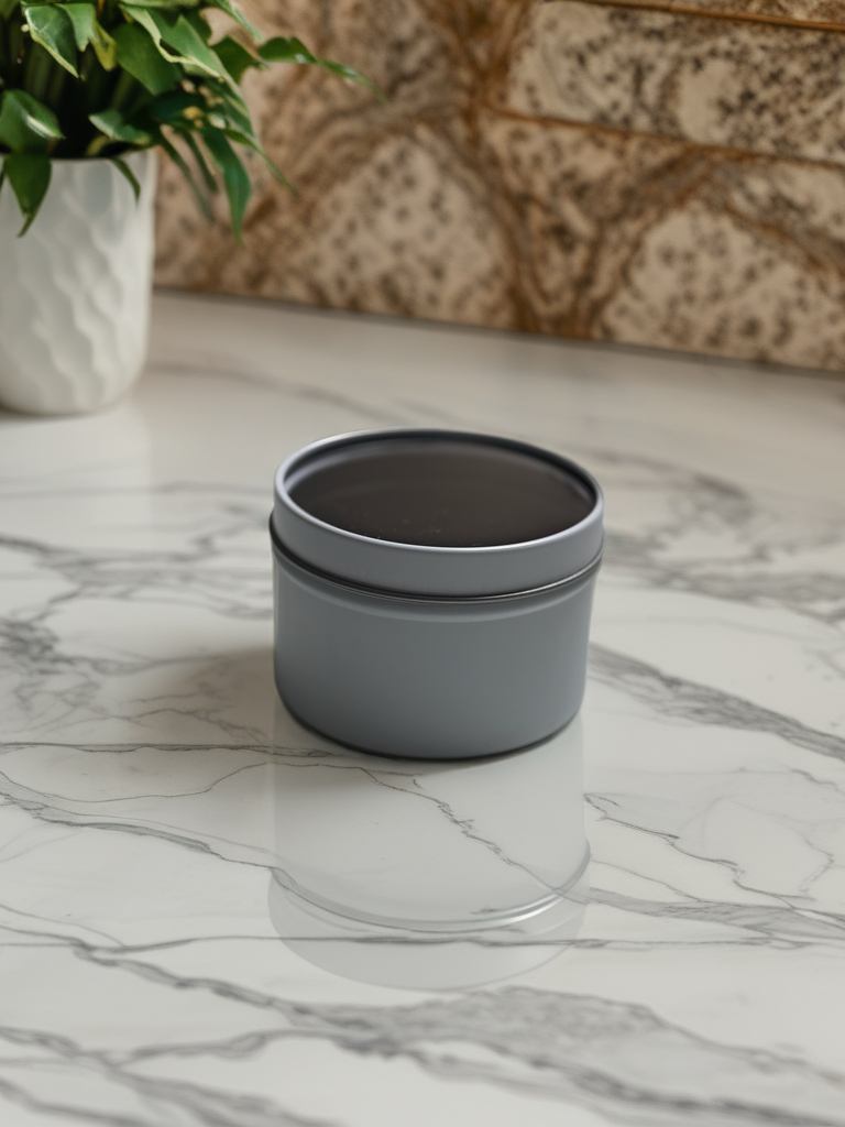 White travel tin with clear lid