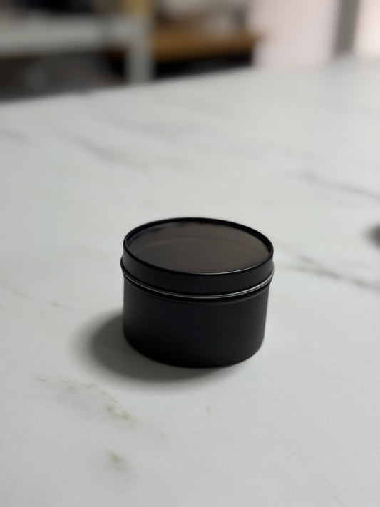 Black travel tin with clear lid