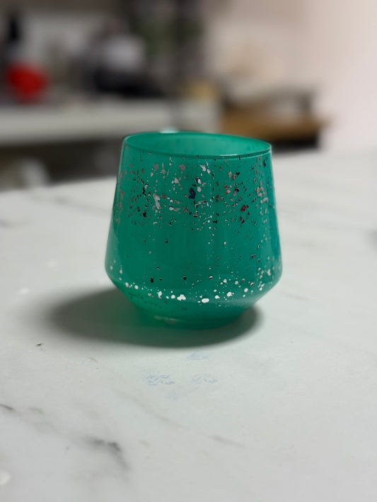 Love Jar – Teal With Silver Speckles